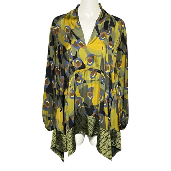 ALEMBIKA Oversized Flared Tunic Top Size Small Lagenlook Green Made in Israel - Picture 2 of 7